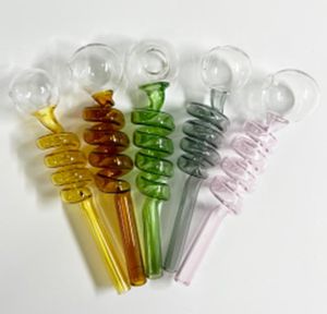 Grandes tubos de vidrio en espiral Pyrex Tubos de quemadores de aceite de vidrio curvo con tubos para fumar de tubos de agua con equilibrador de diferentes colores