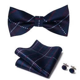Great Quality Sliver Office Butterfly Hanky Cumbe Link Set Bowtie for Men Geometric Hombre Freal Clothing