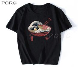 Great Ramen Wave La grande vague de Kanagawa Japon Fashion Corée Vêtements coréens Ulzzang Tshirt Cotton Men Anime Men Tshirts 2106108700868