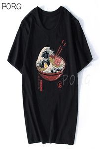 Gran ola de ramen The of Kanagawa Japan Fashion Corea Corean Clothy Ulzzang Estética Estética de algodón Anime Men camisetas 2107145976735