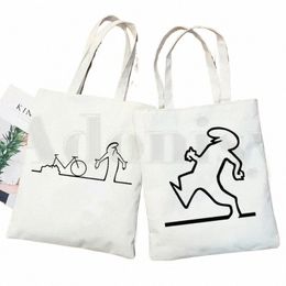 Geweldige ruimte Coaster Canvas Simple Carto Print Balum Linea Funny Shop Bags Girls Fi Life Casual Pacakge Hand Bag U2IT#