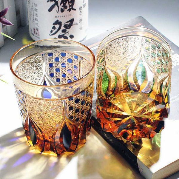 Verre à whisky Greative verre de cristal tchèque bohème coupé à la main pour effacer la verrerie tasse à eau de style japonais Edo coffret cadeau HKD230809