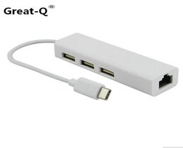 Greatq USB 31 type C USBC multiple 3 port Hub RJ45 Ethernet réseau Adaptateur Adaptateur Adaptador Câble pour MacBook AMP Chromebook4068508