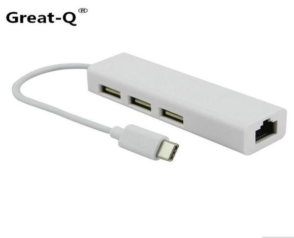 Greatq USB 31 type C USBC multiple 3 port Hub RJ45 Ethernet réseau Adaptateur Adaptateur Adaptador Câble pour MacBook AMP Chromebook4068508