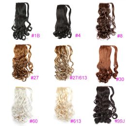 Greatremy 22 "Lange golvende wrap around Ponytail Hair Extension Synthetic for Girls 12Colors # 1b # 16 # 27 # 27/613 # 30 # 33 # 4 # 6 # 60 # 613 # 8 # 99J Nieuwe aankomst