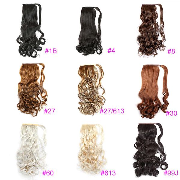 Greatremy 22 extensión de cabello sintético largo ondulado envolvente alrededor de cola de caballo para niñas 12 colores 1b162727 61330334660613899j recién llegado