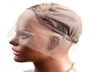Greatremy Bonnets de perruque professionnels avec dentelle frontale pour la fabrication de perruque avec bretelles réglables et peignes, dentelle suisse marron, taille moyenne 7783196