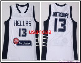 Grèce Hellas College maillots l'alphabet basket-ball 13 Giannis Antetokounmpo maillot hommes blanc Sport d'équipe respirant