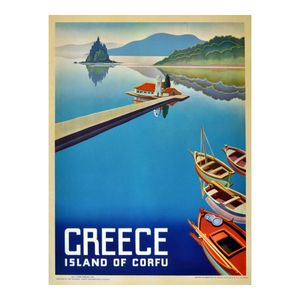 Greece Island of Corfu Vintage Travel Affiche peinture à la maison décor
