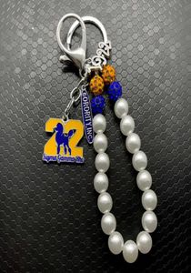 Lettre grecque société SIGMA GAMMA RHO sororité bijoux caniche pendentif métal porte-clés blanc perle chaîne porte-clés 2650374