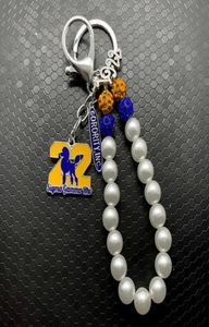 Lettre grecque société SIGMA GAMMA RHO sororité bijoux caniche pendentif métal porte-clés blanc perle chaîne porte-clés 3334867