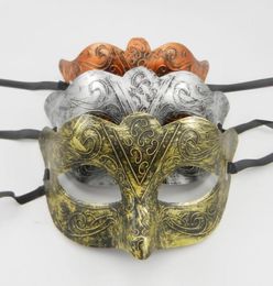 Greek Man Mask Mask Dishy Dishing Roman Warriors Costume Venetian Masquerade Party Mask Wedding Mardi Gras Dance Favor Gold Silver CO6604361