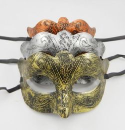 Greek Man Mask Mask Dishy Dishing Warriors Roman Costume Venetian Masquerade Party Mask Wedding Mardi Gras Dance Favor Gold Silver Co4933959