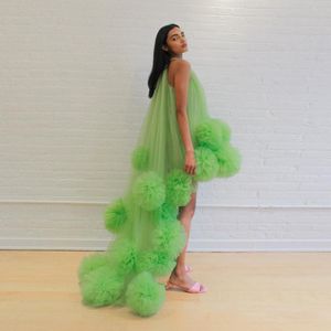 Groen 2021 prom dresses fotoshoot rekwisieten puffy lange avondjurken Afrikaanse ASO EBI formele jurk