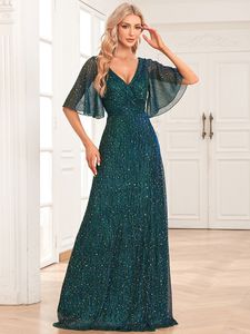 Verde 2024 Madres brillantes y glamorosas Sexy New Bling Plus Size A Line Mother of the Bride Vestidos V Caballado de la boda con cuentas Fiesta de la boda Folds Fold Folds