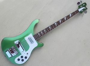 Guitare basse électrique verte 4 cordes 4003 Ricken avec Pickguard blanc, touche en palissandre, peut être personnalisée
