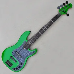 Guitare basse électrique verte à 5 cordes, avec circuit actif, 20 frettes, manche en palissandre personnalisable