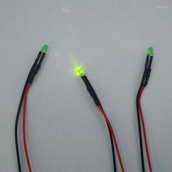 575NM verde Difundido 3mm Dip Led Cable precableado DC12V / 24V 20mm Leds precableados