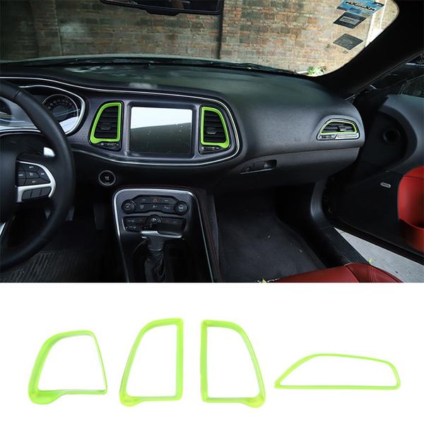 Anneau d'évent de climatisation de Console centrale ABS vert pour Dodge Challenger 2015 accessoires d'intérieur de voiture de sortie d'usine229k