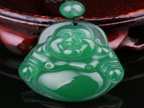 Green Agate Jade Bouddha Pendant Green Crystal Belly Belly Miller Bouddha Life Jade Pendant Collier Female Modèles 42315948413007