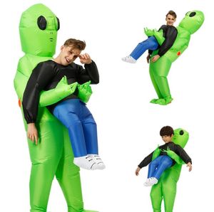 Groene buitenaardse performer mascotte volwassen opblaasbare cosplay kostuums animatie mannen vrouwen Halloween Costume3876743