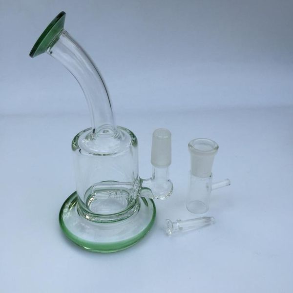 Petit verre épais vert et transparent Bongs Tuyaux d'eau en verre de poche Recycler plates-formes pétrolières Bong Pipe à fumer Narguilé bas prix