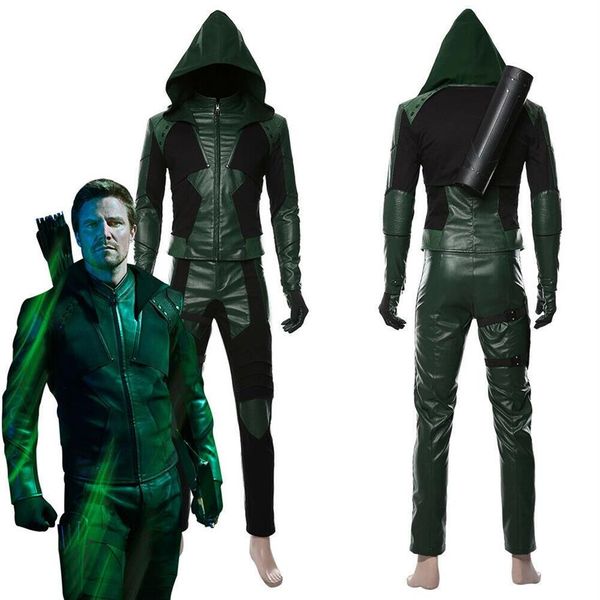 Disfraz de Oliver Queen, temporada 8, flecha verde, cualquier tamaño, 305i