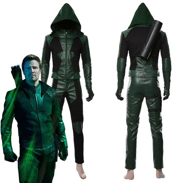 Green Arrow Saison 8 Oliver Queen Cosplay Costume toute taille313V