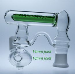 Accesorios de bong de ceniza verde reciclador Dab Rig Smoking Hookah 14 mm de 18 mm Difusor en línea Difusor de vidrio Agua Bongs Ashcatcher