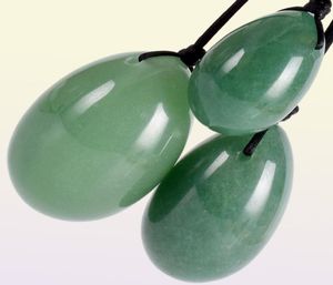 Aventurine verte yoni œuf ensemble percés en cristal de cristal naturel pour exercice de muscle kegel massage viginal ben wa ball jade massager4625993
