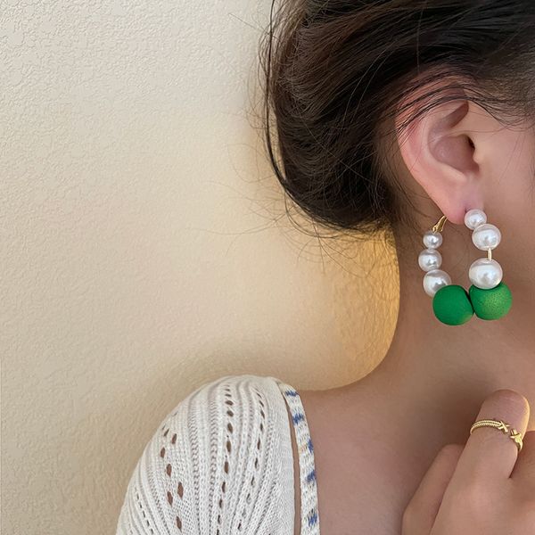 Boucle d'oreille boule verte, bijoux pour accessoires de mariage, bague de printemps exagérée, perles percées, cadeau pour femmes