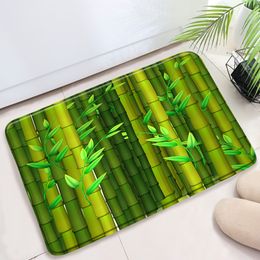 Green Bamboo Forest 3d Salle de bain Mat de bain tapis tapis 3pc Set Entrée Porte de porte Toilet de toilette Baignoire accessoires de salle de bain Produits de salle de bain