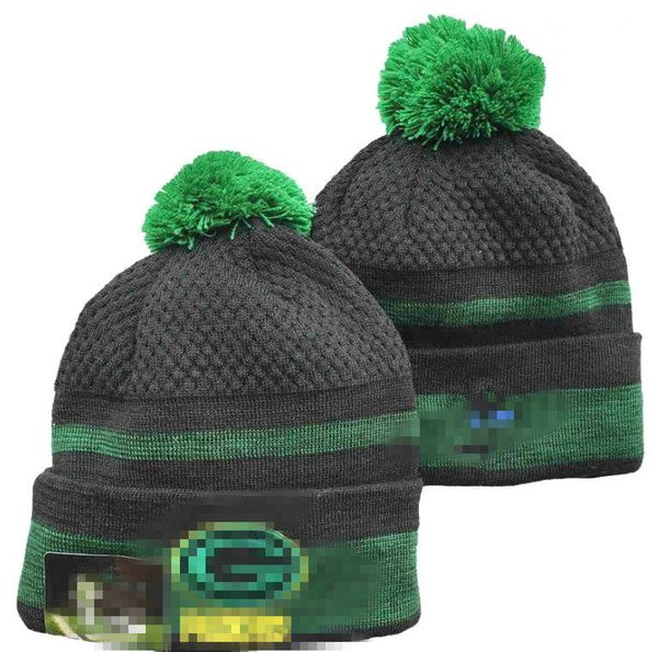 GREEN Beanie BAY Gorros SOX LA NY Equipo de béisbol norteamericano Parche lateral Lana de invierno Deporte Gorro de punto Pom Skull Caps A16