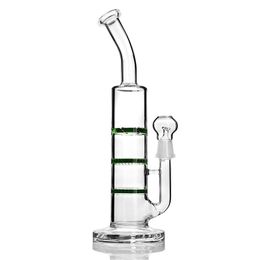 Vert Bent Neck Bong Spirale Triple Fliter Perc Verre Narguilé Bangs Dab Rigs Percolater Oil Rig Pipe Recycler Bowl Nail Fumer Narguilé