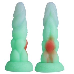 Groene grote maïsuitbreiding Anal dildo met Suction Cup -speelgoed voor vrouwen verhogen anale lul plug penisproducten seks orgasme kralen1899215