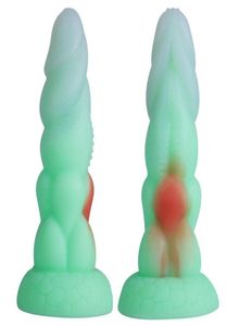 Groene grote maïsuitbreiding Anal dildo met Suction Cup -speelgoed voor vrouwen verhogen anale lul plug penisproducten seks orgasme kralen6860203