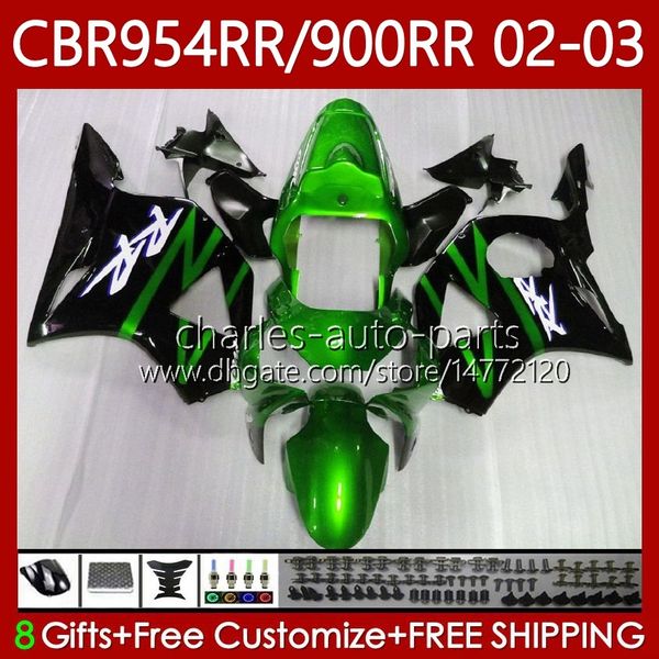 Carrosserie vert noir pour HONDA CBR 954 900 RR CC CBR900 CBR954 RR 02-03 Bodys 61No.4 CBR 900RR 954RR 900CC CBR954RR 02 03 CBR954-RR CBR900RR 2002 2003 Kit de carénage OEM