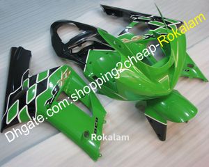 Carénage d'injection vert noir pour Kawasaki 2003 2004 636 ZX6R ZX 6R 03 04 ZX-6R Kit de carénages de course en plastique ABS (moulage par injection)