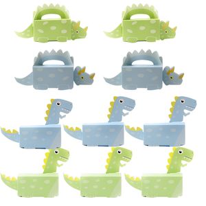 Boîtes à biscuits dinosaure bleu vert Carton boîte à bonbons dinosaure décorations de fête d'anniversaire joyeux garçon boîtes d'emballage en papier