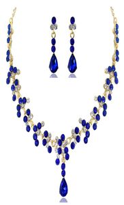 Groen Blauw Wit Rood Kristallen Oorbellen Ketting Bruidssieraden Sets Voor Vrouwen Elegante Bruiloft Sieraden Set Verjaardag Formeel Evenement4436642