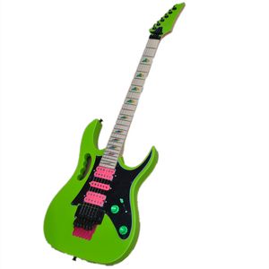 E-Gitarre mit grünem Korpus, Ahorngriffbrett und HSH-Tonabnehmern, schwarzer Hardware, kann individuell angepasst werden