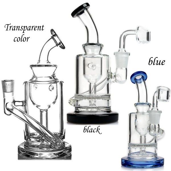 Green Bong recycleur dab rig verre tube droit hélice bobine conduites d'eau barboteur capiteux narguilé bongs 10mm hélice commune avec bol en bas de la tige