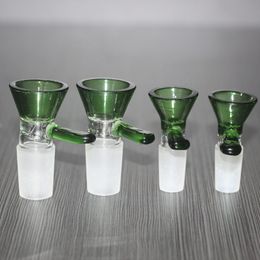 Tazón verde con toboganes para pipas de agua Bong hembra macho 10.0 mm 14.5 mm 18.8 mm Tazones de vidrio conjuntos aptos para fumar Bongs