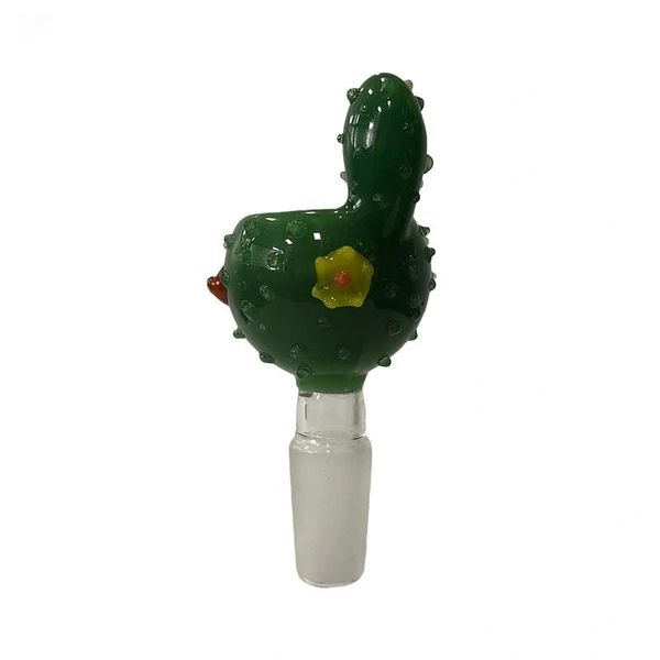 Accesorios que fuman del tubo de agua de la cachimba de cristal del cactus verde cuenco de cristal del tabaco de 14 milímetros 18m m