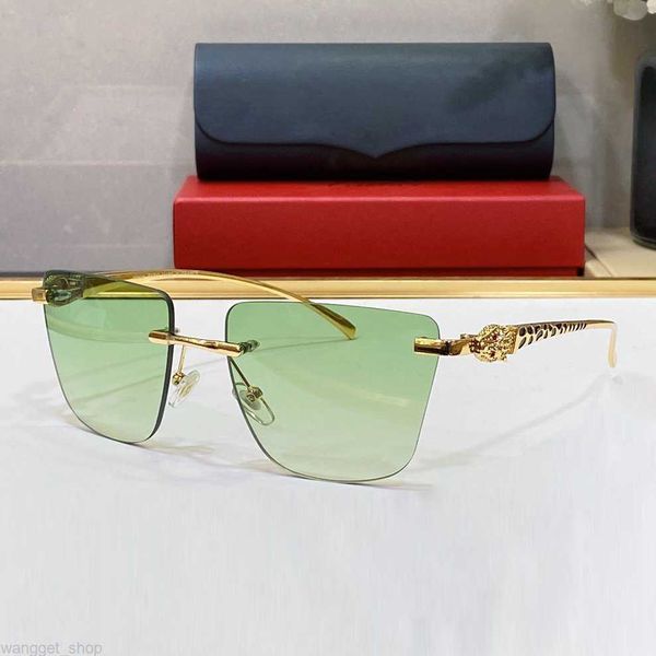 Green Carti Designer Man Gafas de sol para mujer Gafas de moda Leopard Gafas polarizadas Anti Blue Light UV Revestimiento de lente Marco de metal Tornillo de vidrio