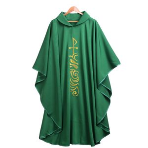 Heilige Religie Clergy Green Catholic Church Cobe Priest Chasuble Celebrant Roll Collar Nevingen Cosplay Kostuums 3 stijlen