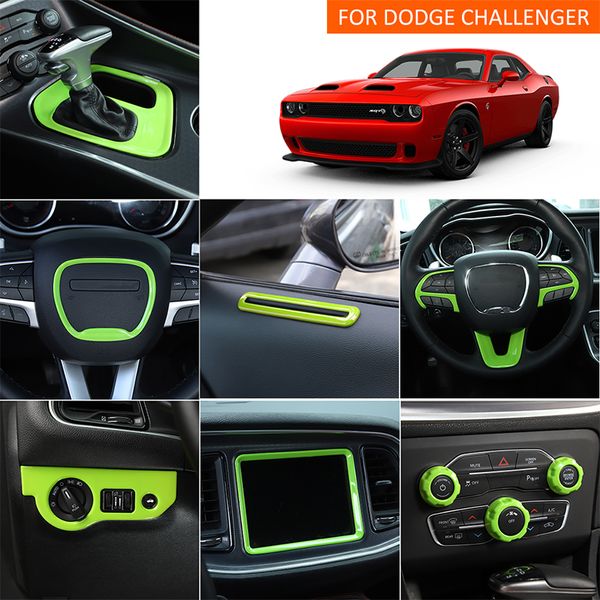 Kit de garniture intérieure pour volant Central vert, accessoires d'intérieur de voiture pour Dodge Challenger 2015 UP