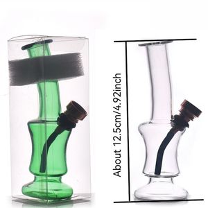 Mini narguilé vert/clair voyage verre coloré eau dab plate-forme bong tabac pipe recycleur cendrier avec bol d'herbes sèches en métal