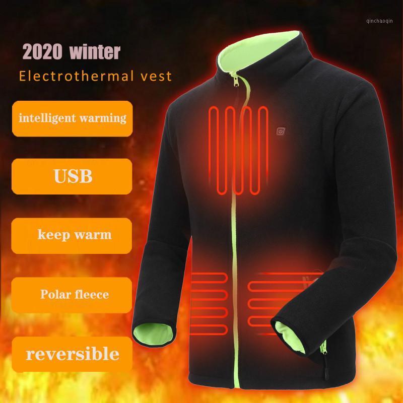 Outdoor T-Shirts Green Coat Fashion Winter Zipper Women Thermal Vest Men Heating Washable Thickened Reversible Hiking Warm Jacket1