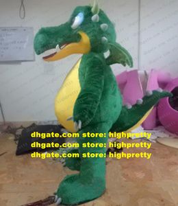 Groene krokodil alligator dinosaurus dino mascotte kostuum volwassen karakter grote ogen als klokken twee witte ballen achterhoofd zz4195